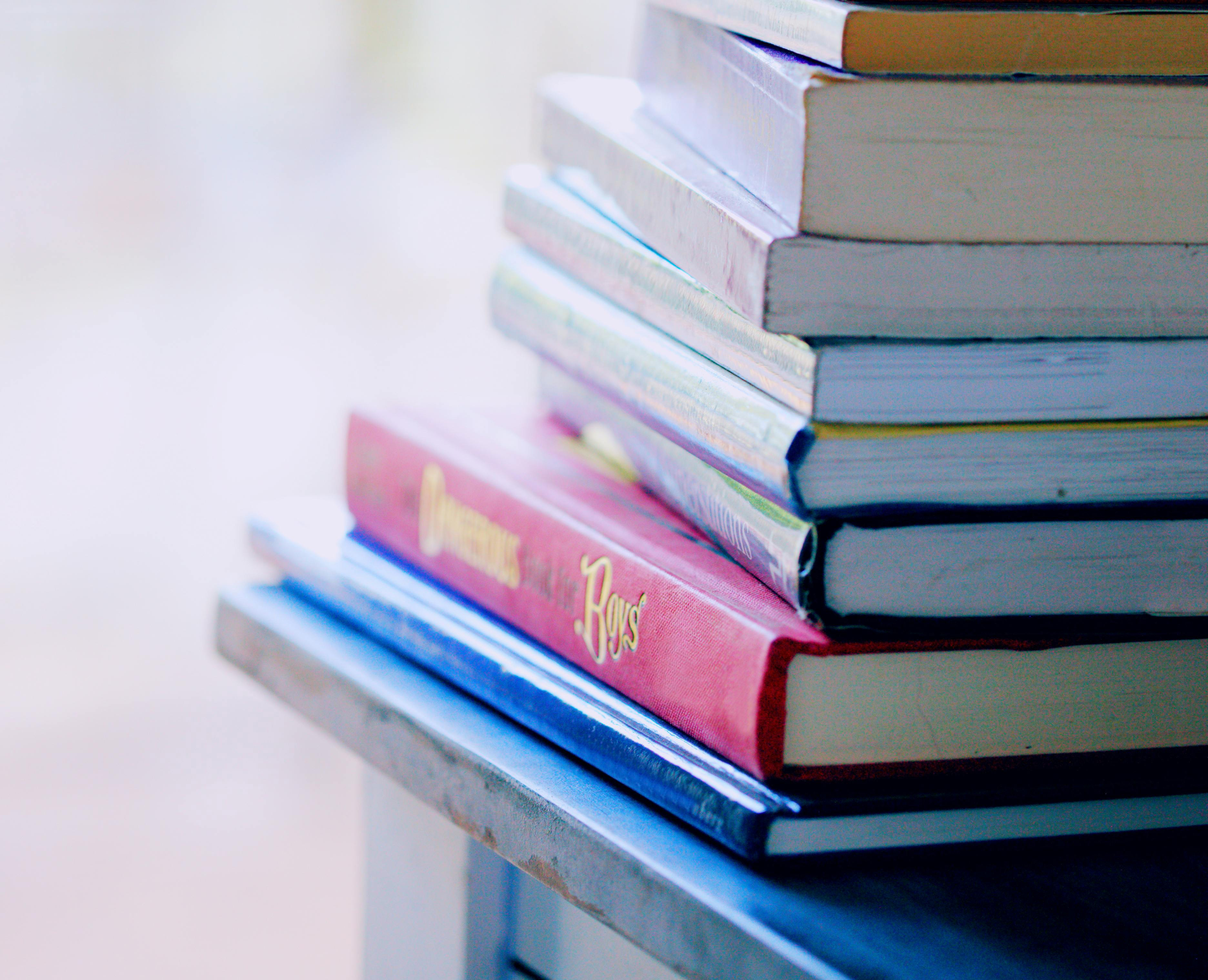 Books on a table